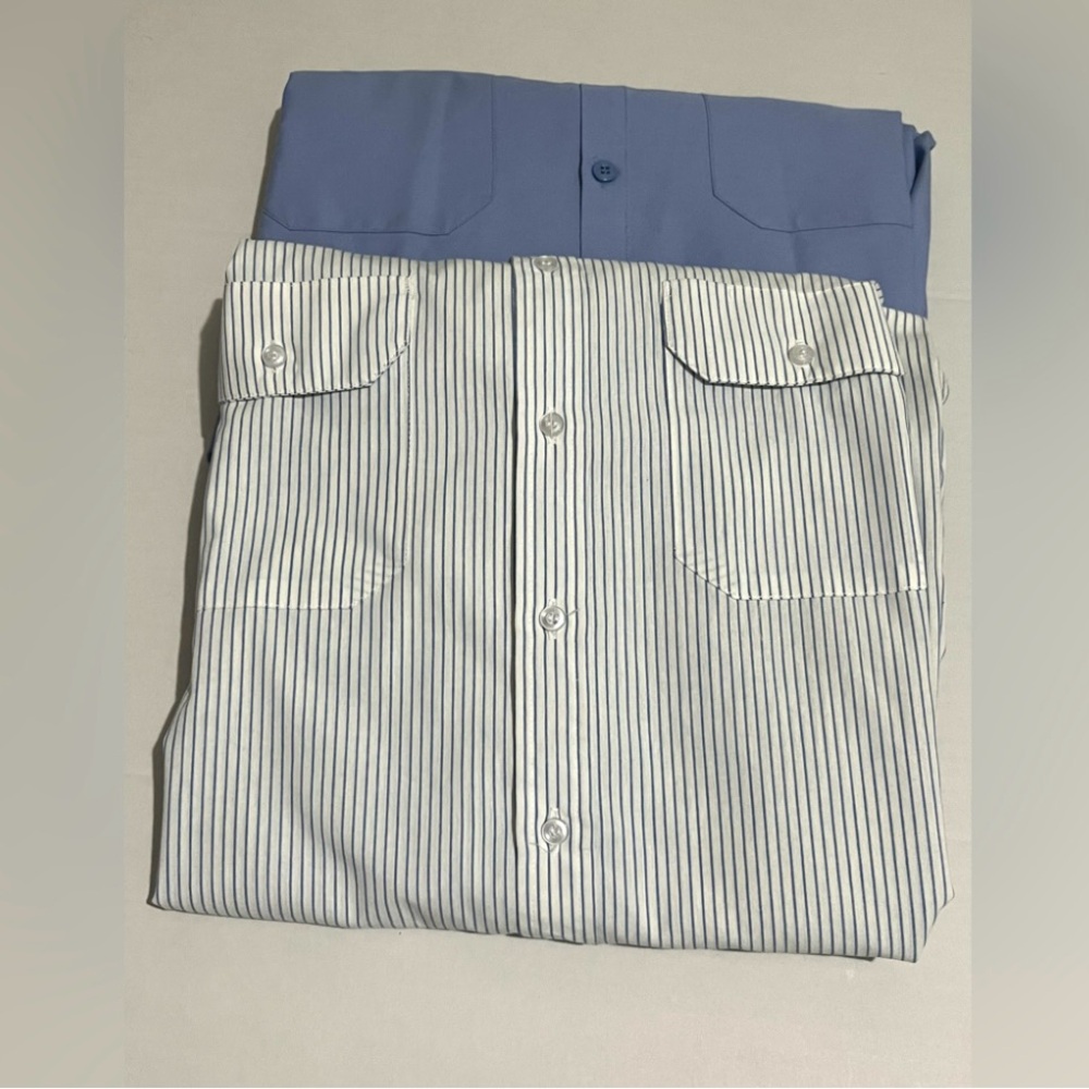 Vintage Todd Striped Button-Down Shirt and Blue Shirt. Men’s lot of 2